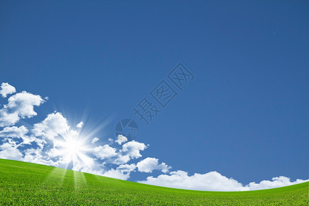 绿地和蓝天空的美丽景观图片