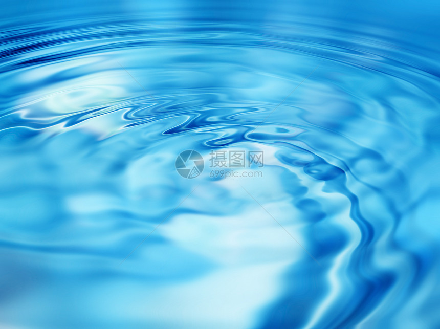 带有水圆波纹模式的亮蓝色抽象背景图片
