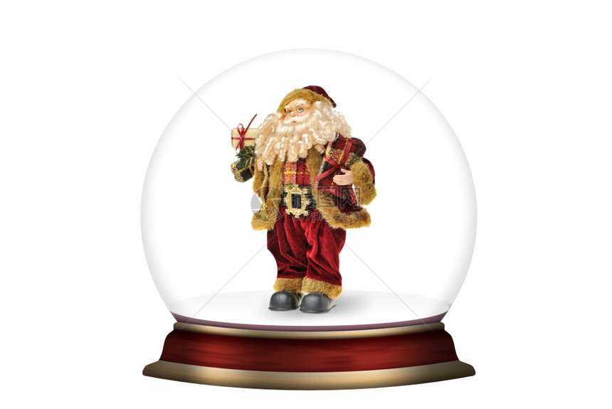 与圣诞老人隔离的玻璃球圣诞节风景由电脑技术创造图片