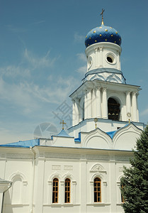乌克兰正统教堂的圆顶斯维亚托戈尔克山陵乌兰高清图片