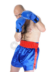 手套上经验丰富的拳击手肖像图片