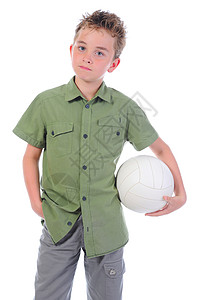 一个年轻足球运动员的肖像白种背景的孤立背景图片