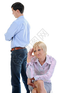 男人和女人吵架隔离在白色背景上情感高清图片素材