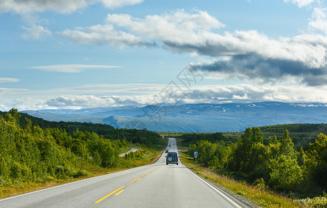 挪威夏季二级公路离Dombas不远Norge背景图片