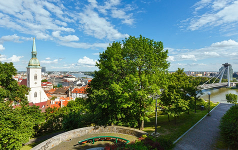 从城堡斯洛伐克对布拉迪斯发市和多瑙河的观察斯洛伐克图片
