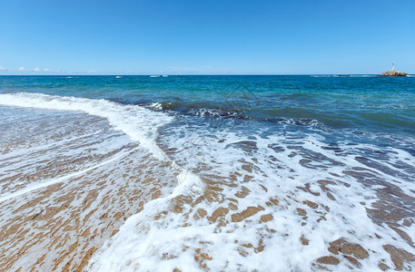 海滩希腊莱夫卡达爱奥尼亚海的夏季景季节高清图片素材