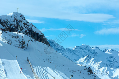 雪地度假胜SilvrettaeilbahnAGIschgl奥地利蒂罗尔所有人都无法辨认天空高清图片素材