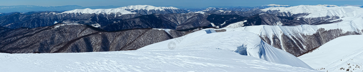 冬季山区景观乌克兰喀尔巴阡山斯维多脉全景图片