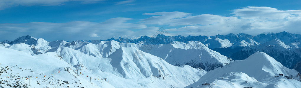 雪地度假村SilvrettaAlps风景奥地利蒂罗尔州IschglAGIschgl全景所有人都无法辨认冬天高清图片素材