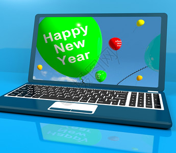 带新年消息的台式电脑显示新年消息的台式电脑图片
