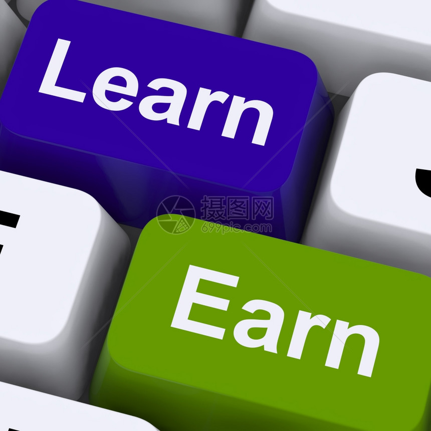学习和收入计算机键显示工作或学习和收入计算机键显示工作或学习图片