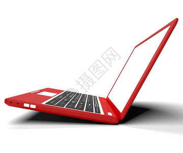 红侧面计算机在有白色复制空间的桌上红侧面计算机在有白色复制空间的桌上和白色复制空间背景图片