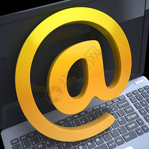 在网络上签名显示电子邮件通讯的键盘背景图片