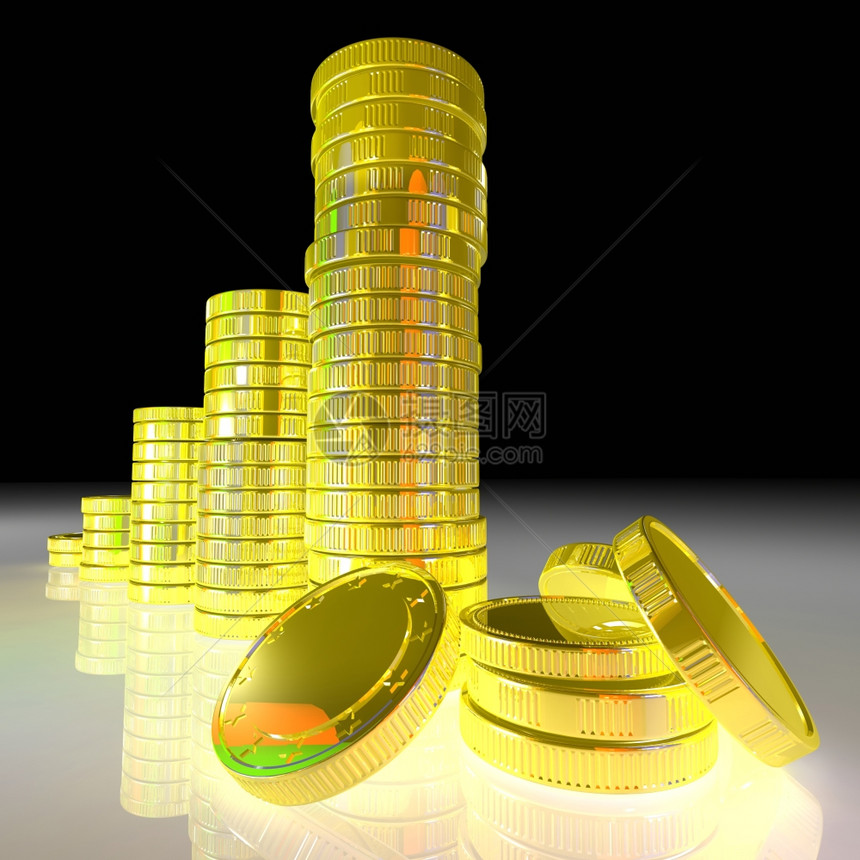 展示成功商业或利润的硬币平铺图片