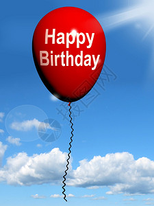 天空中的红气球庆祝或派对生日快乐气球展示欢的庆典和聚会图片