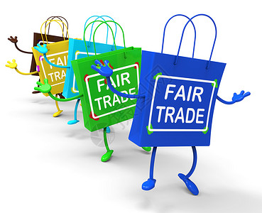 公平交易袋展示购物平等交易和背景图片