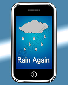 移动电话显示雨天气预报背景图片