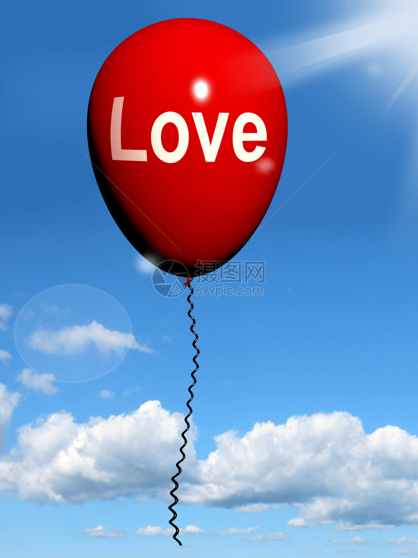 天空中红气球庆祝或派对爱气球展示基金和情感觉图片
