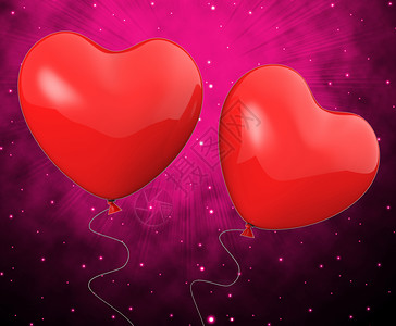 心脏气球显示相互吸引的爱与情感背景图片
