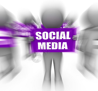 持有社会媒体标志意味着在线社群和通信背景图片