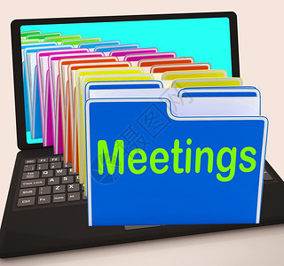 笔记本电脑意思讨论或会议背景图片