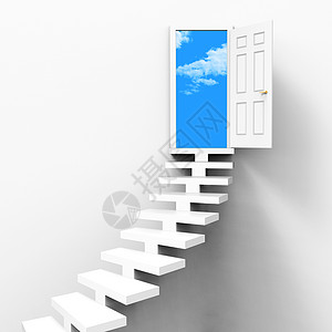 显示成功和门框架的阶梯背景图片