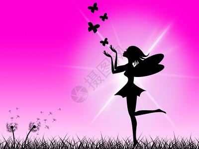 代表神灵蝴蝶与女孩的仙背景图片