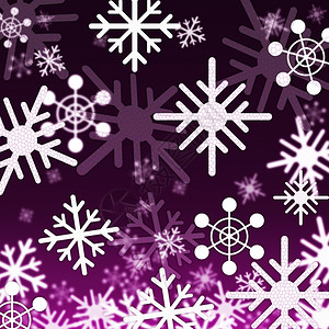 紫雪花背景显示冬季和节下雪图片