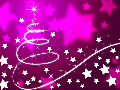 紫色圣诞树星星背景图片