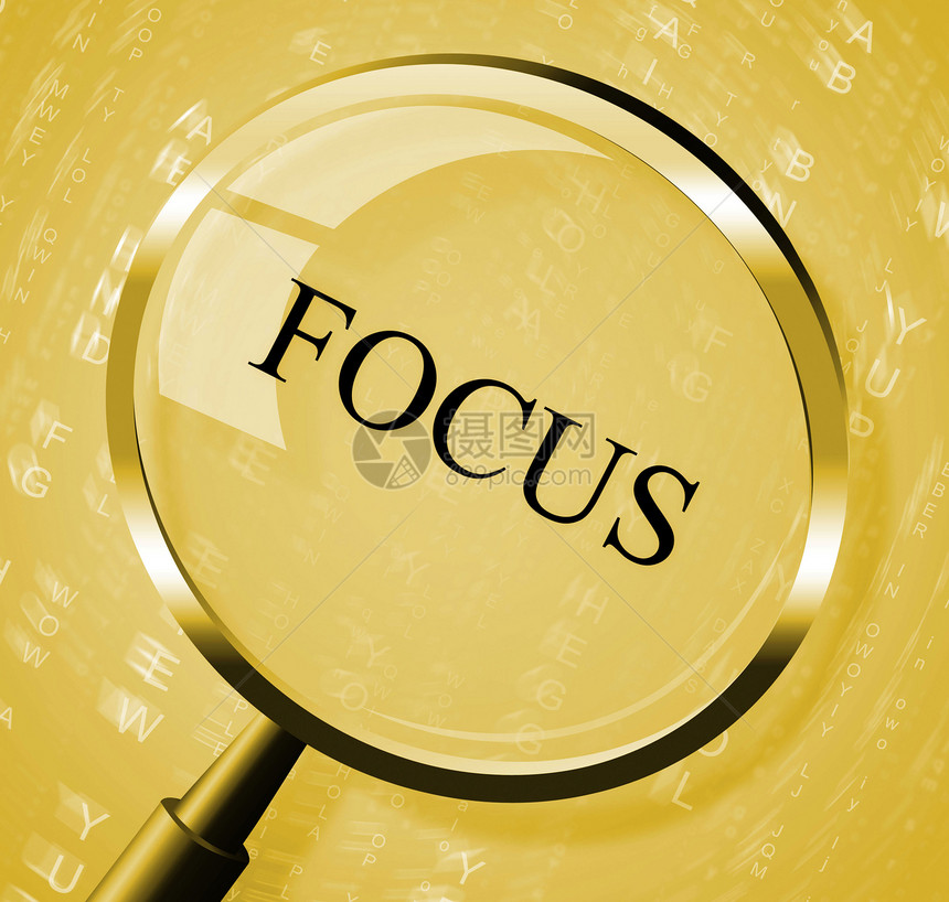 Focus放大镜表示集中关注和搜索图片