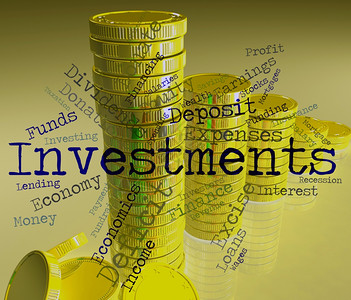 投资单词显示股份和组合图片