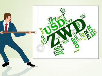 津巴布韦Zwd货币表示世界贸易和硬币设计图片