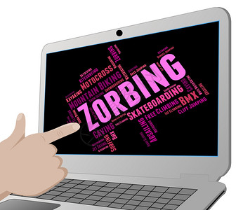 Zorbing单词显示球体滚动和佐伯图片