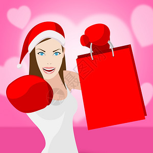 妇女圣诞购物零售销和商品图片