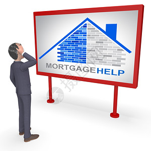 抵押贷款帮助代表家庭融资和金3D招标背景图片