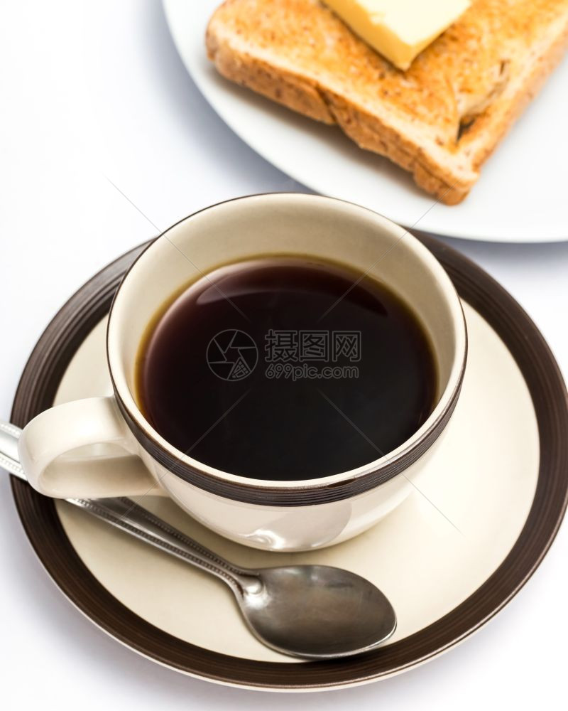 早餐黄油吐司代表面包和食堂图片