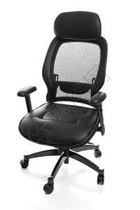 完全可调整的人类工程皮革办公室椅子孤立在白色背景高清图片