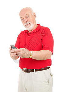 老人想弄清楚如何用新手机发短信头发高清图片素材