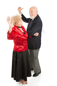 老年夫妇一起跳舞很愉快全身都是白的图片