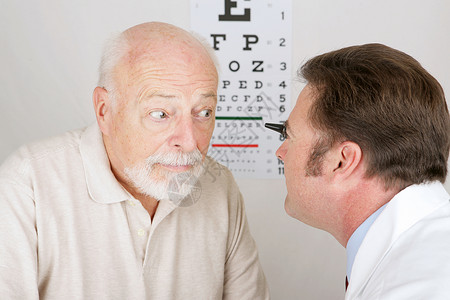 光学家使用眼镜观察病人的睛图片