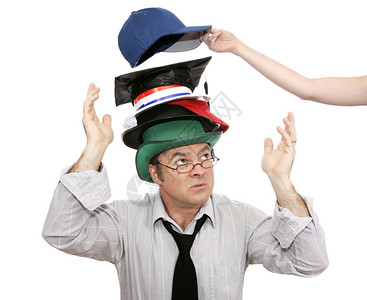 被压倒的商人越来有责任心由帽子代表图片