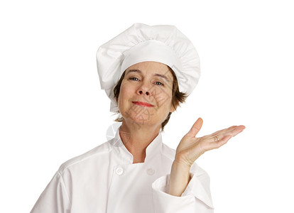 可爱的女厨师举手示意图片