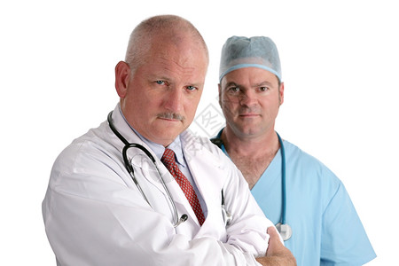 两名医生严肃和关心的医生孤立白人医生图片