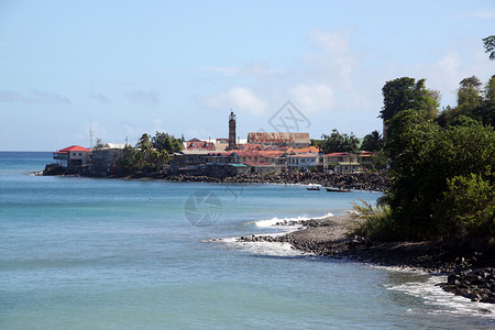 格林纳达加勒比海岸的城镇背景图片