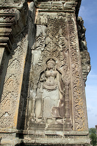 柬埔寨吴哥明金巴正寺庙墙上的Apsara图片