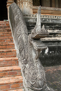 在老挝万象HawPhrraKaewHawKaew带龙的楼梯图片