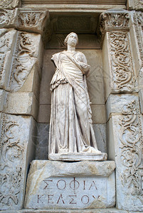 土耳其Ephesus图书馆的雕像和外表图片