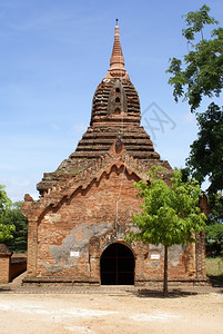 缅甸旧巴甘的Brickpadoda和树图片