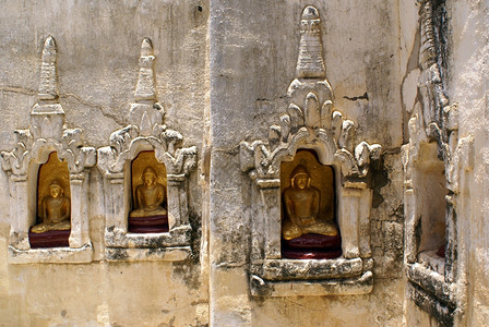 在缅甸巴甘的名词墙上金佛传统的高清图片素材