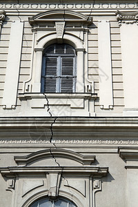 塞尔维亚苏比托尼教堂外墙上的裂缝图片